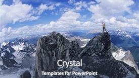  Presentation with summit - Colorful presentation theme enhanced with expedition - man standing on mountain summit backdrop and a tawny brown colored foreground