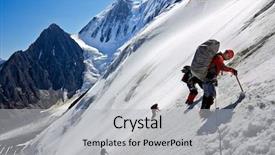  Presentation with expedition - Slide deck consisting of expedition - team of alpinists climbing background and a light gray colored foreground