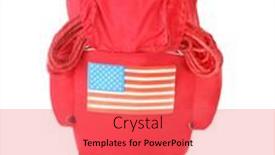  Presentation with american flag - Amazing slide set having expedition-bag-with-mountaineering-equipment backdrop and a red colored foreground