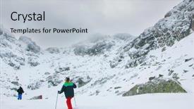  Presentation with expedition - Amazing presentation design having expedition going towards mountain peak backdrop and a light gray colored foreground