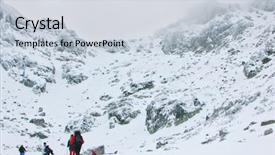  Presentation with expedition - Cool new presentation with expedition going towards mountain peak backdrop and a light gray colored foreground