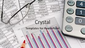  Presentation with statistics - Colorful presentation design enhanced with expenditure - calculator is located backdrop and a light gray colored foreground