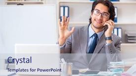  Presentation with budget - Presentation enhanced with expense report - young handsome businessman in budget background and a lemonade colored foreground