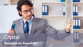  Presentation with union budget - PPT theme with expense report - young handsome businessman in budget background and a gray colored foreground