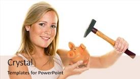  Presentation with young woman diagnosis of sti - Beautiful PPT theme featuring expense report - young woman kills her piggybank backdrop and a coral colored foreground