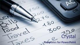  Presentation with blue - Slide set with expensive - household expenses concept blue toned background and a sky blue colored foreground