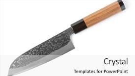  Presentation with carbon - Beautiful slide set featuring expensive carbon steel japanese knife backdrop and a white colored foreground