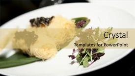  Presentation with caviar - Slides consisting of expensive dish with black caviar on black table closeup background and a yellow colored foreground