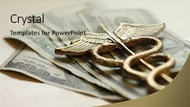  Presentation with caduceus - Beautiful slides featuring expensive healthcare concept caduceus backdrop and a soft green colored foreground