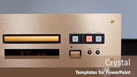  Presentation with golden - Presentation design having expensive-stereo-cd-player background and a coral colored foreground