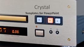  Presentation with golden - Audience pleasing presentation theme consisting of expensive-stereo-cd-player backdrop and a light gray colored foreground