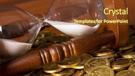 Presentation with wooden - Amazing presentation theme having past present future - hourglasses and coin backdrop and a tawny brown colored foreground