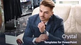  Presentation with man in suit and tie - Theme with young man in elegant suit background and a tawny brown colored foreground