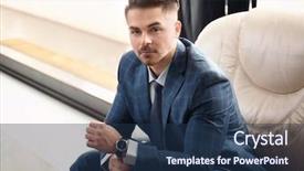  Presentation with music man in suit - Colorful PPT layouts enhanced with young man in elegant suit backdrop and a ocean colored foreground