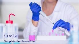  Presentation with research - Audience pleasing PPT layouts consisting of experience sharing - hands of a female researcher backdrop and a sky blue colored foreground