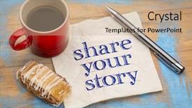  Presentation with experience - PPT theme with experience sharing - share your story- handwriting background and a coral colored foreground