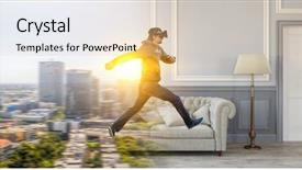  Presentation with future city - Audience pleasing slide set consisting of experience technologies of the future backdrop and a lemonade colored foreground