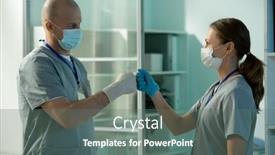  Presentation with scrubs - Slide deck featuring experienced-bald-surgeon-in-scrubs background and a gray colored foreground