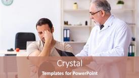  Presentation with radiologist - PPT theme having experienced-doctor-radiologist-examining-young background and a coral colored foreground