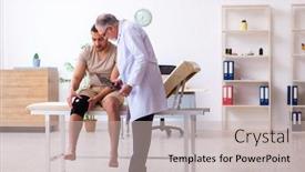  Presentation with radiologist - Cool new PPT theme with experienced-doctor-radiologist-examining-young backdrop and a mint green colored foreground