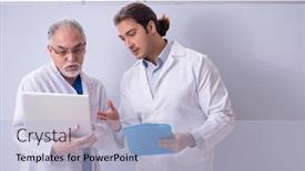  Presentation with teaching - Presentation theme enhanced with experienced-doctor-teaching-young-male background and a light blue colored foreground