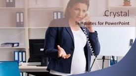  Presentation with employee - Slide set having experienced-female-employee-working background and a coral colored foreground