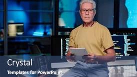  Presentation with computers - PPT theme having experienced-it-engineer-with-grey background and a ocean colored foreground