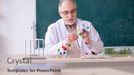  Presentation with lab - Cool new presentation theme with experienced-old-scientist-working backdrop and a soft green colored foreground