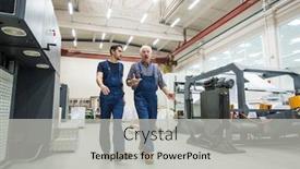  Presentation with senior worker - PPT theme consisting of experienced-senior-man-in-blue background and a light gray colored foreground