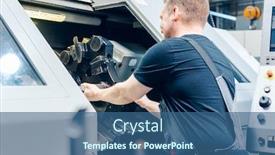  Presentation with lathe - PPT theme enhanced with experienced-worker-changing-tool-setup background and a ocean colored foreground