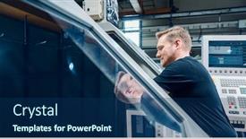  Presentation with cnc lathe machine - Cool new PPT layouts with experienced-worker-resetting-a-cnc backdrop and a navy blue colored foreground