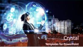  Presentation with mixed reality - Slide deck with experiencing impressive virtual reality mixed background and a wine colored foreground