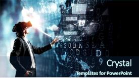  Presentation with mixed reality - Audience pleasing PPT layouts consisting of experiencing impressive virtual reality mixed backdrop and a navy blue colored foreground