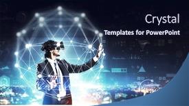  Presentation with mixed reality - Presentation featuring experiencing virtual reality mixed media background and a wine colored foreground