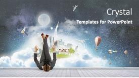  Presentation with mixed reality - PPT theme with experiencing-virtual-reality-mixed-media background and a gray colored foreground