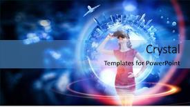  Presentation with virtual technology - Presentation theme featuring experiencing virtual technology world mixed background and a  colored foreground