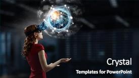  Presentation with cyber - Theme featuring experiencing virtual technology world mixed background and a  colored foreground