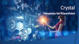  Presentation with technology social work - Presentation having experiencing virtual technology world mixed background and a  colored foreground