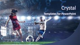  Presentation with virtual technology - Slide deck featuring experiencing virtual technology world mixed background and a ocean colored foreground