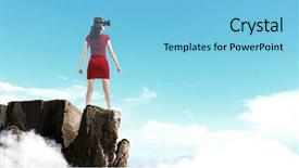  Presentation with 3d virtual world - PPT layouts consisting of experiencing virtual technology world mixed background and a light blue colored foreground