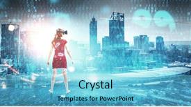  Presentation with virtual technology - Presentation theme featuring experiencing virtual technology world mixed background and a light blue colored foreground