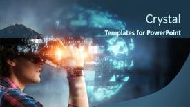  Presentation with virtual technology - PPT theme having experiencing-virtual-technology-world-mixed background and a ocean colored foreground