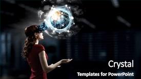  Presentation with virtual technology - Cool new presentation theme with experiencing virtual technology world mixed backdrop and a black colored foreground