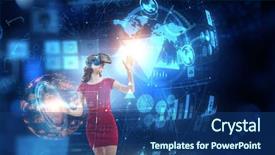  Presentation with technology social work - Beautiful slides featuring experiencing virtual technology world mixed backdrop and a ocean colored foreground