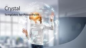  Presentation with virtual work - Amazing PPT layouts having experiencing virtual technology world mixed backdrop and a  colored foreground