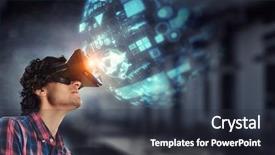  Presentation with virtual technology - Amazing PPT theme having experiencing virtual technology world mixed backdrop and a tawny brown colored foreground