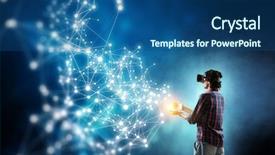  Presentation with virtual technology - Presentation theme with experiencing virtual technology world mixed background and a  colored foreground