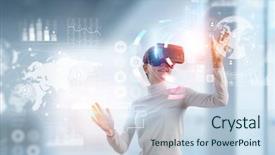  Presentation with cyber - Cool new slides with experiencing virtual technology world mixed backdrop and a  colored foreground