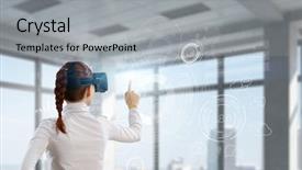  Presentation with virtual technology - Slide set enhanced with experiencing virtual technology world mixed background and a  colored foreground