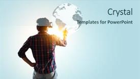  Presentation with virtual technology - Audience pleasing presentation theme consisting of experiencing virtual technology world mixed backdrop and a sky blue colored foreground